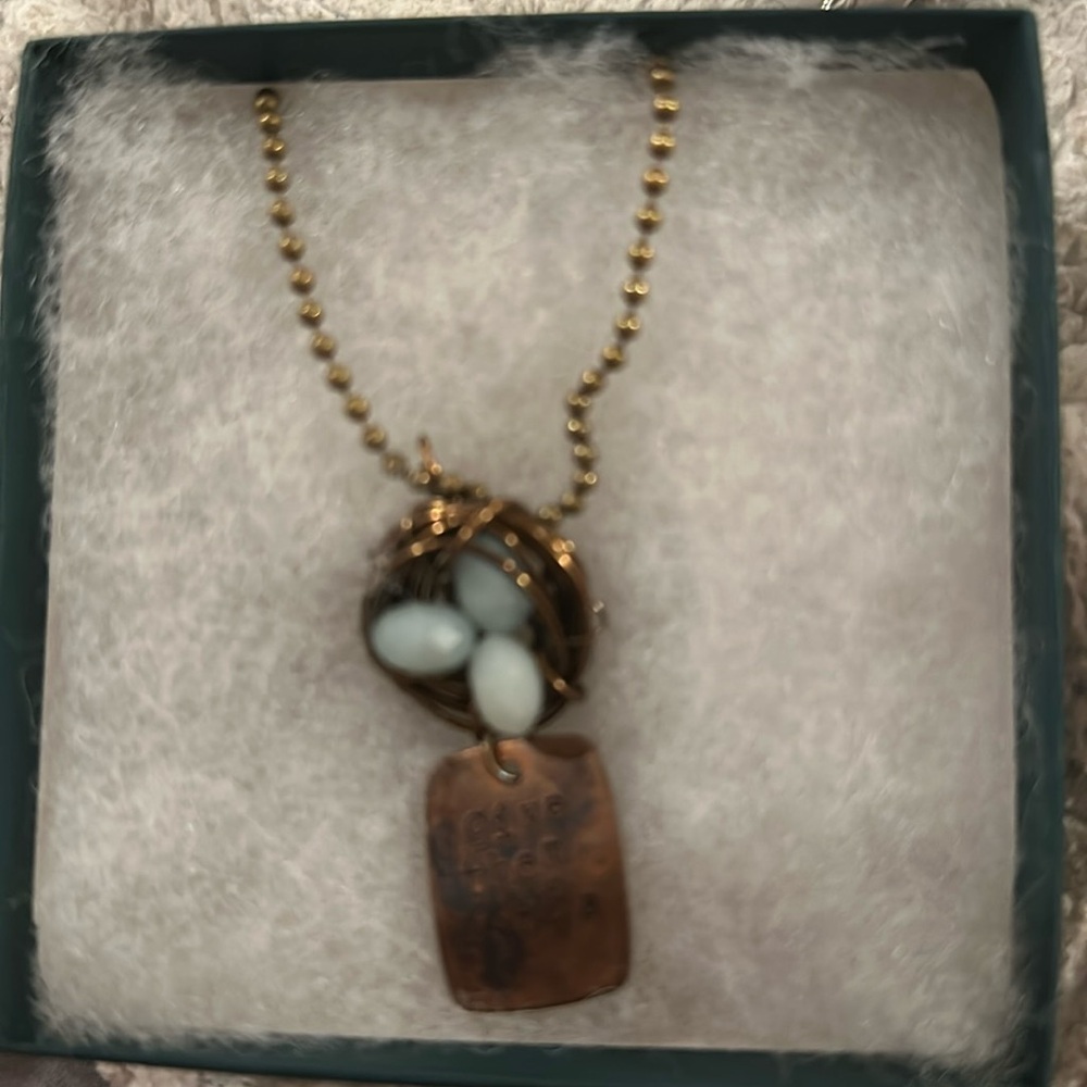 3 eggs in nest necklace